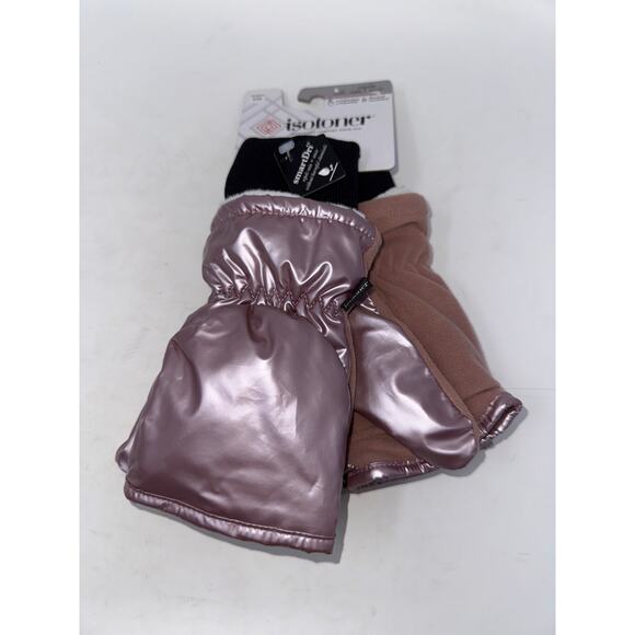 Brand New Isotoner Women's Size L/XL Black Pink Snow & Waterproof Gloves Mittens - Picture 3 of 10